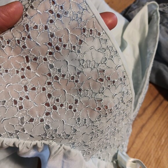 VTG Sears Womens 36 38 Nightgown Lgt Blue Floral Lace Sheath Dress Grannycore - Picture 5 of 8